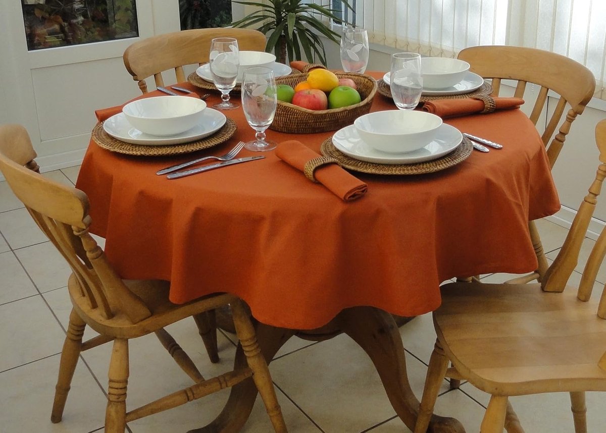 Rond Tafelkleed - Tafeldecoratie - Eettafel - Machinewasbaar - 140 cm - Oranje