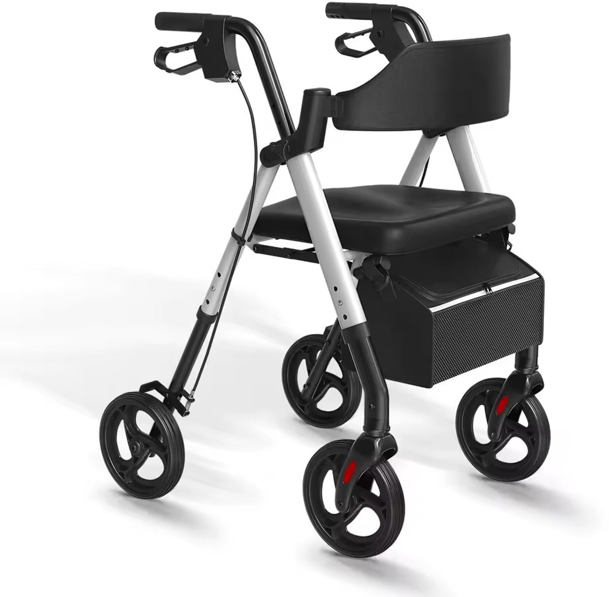 Vedder House - Rollator - Zilver - Opvouwbaar - Lichtgewicht - Ergonomisch - Rugsteun - In hoogte verstelbaar
