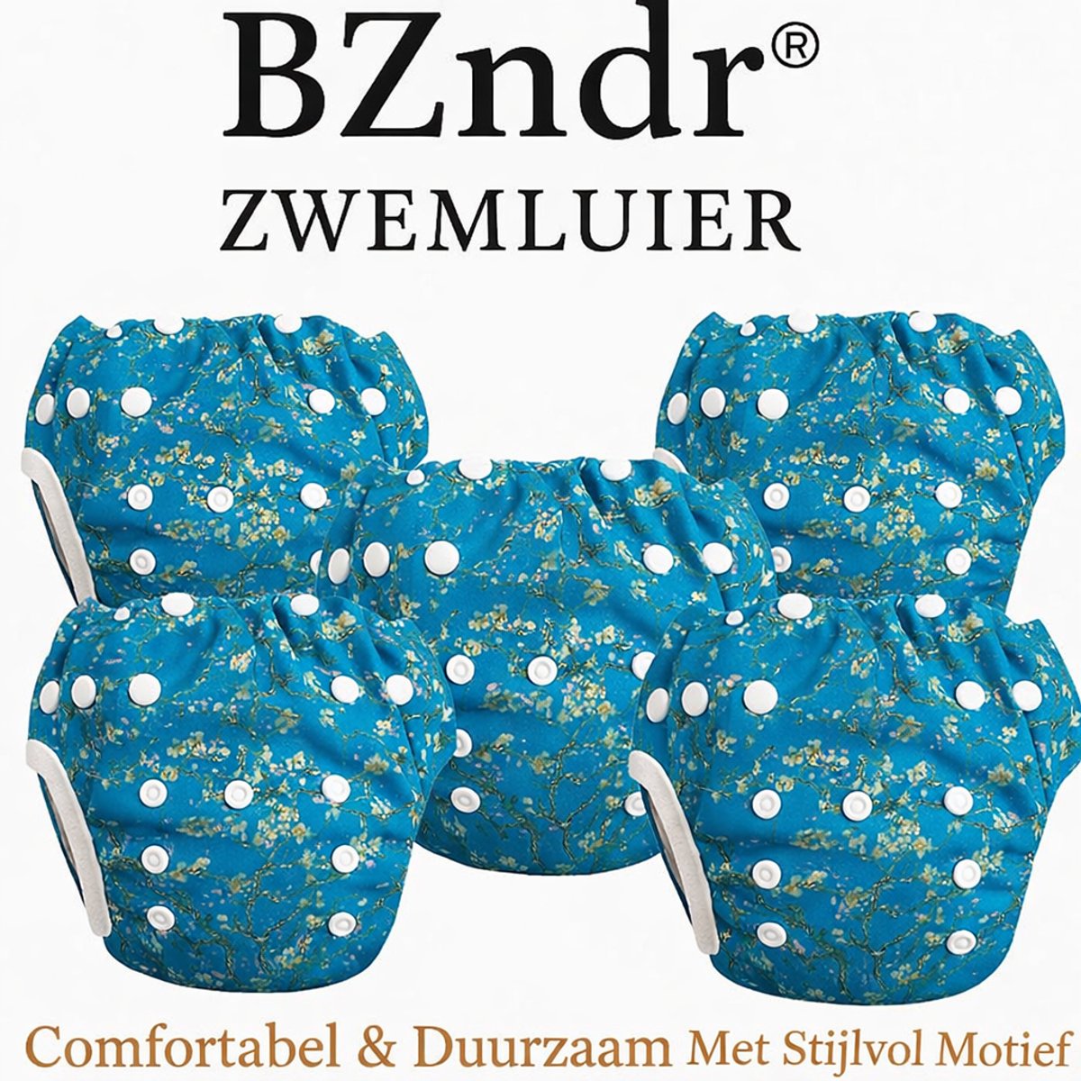 BZNDR® - Zwemluier amandelbloesem - 0-3 jaar - 8 t/m 25 kg - Wasbaar -Zwemluier baby