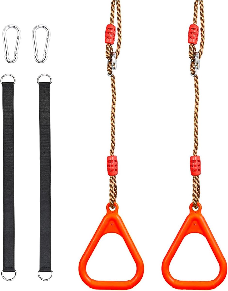 Turnringen Set - Schommel Ringen - Kracht Training - Antislip Grip - Hoge Belasting - Rood