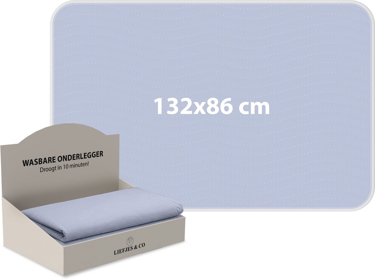 Liefjes & Co Matrasbeschermer - Wasbare Onderleggers - Anti Slip - Bedbeschermer - Matrasonderlegger - Blauw 132x86 CM