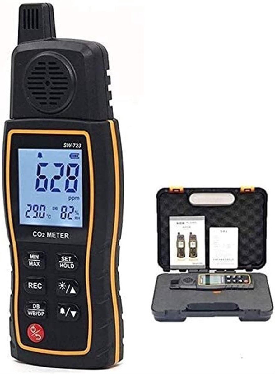 CO2 Meter - Luchtkwaliteit Monitor - Binnen Lucht Meten - Draagbaar Ontwerp - 185x63.5x27mm - Wit