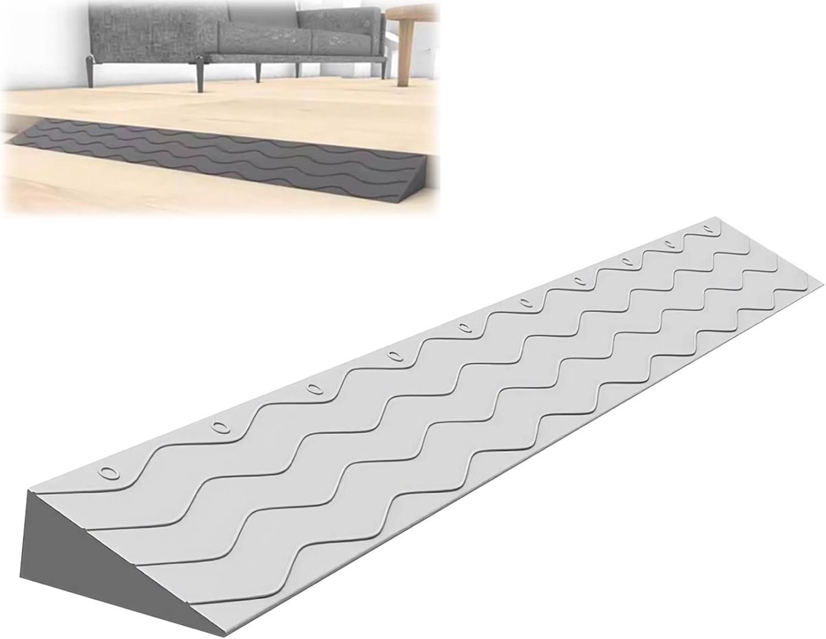 Drempelhulp - Rolstoelhelling Oprit - Drempels Overbruggen - Antislip Rubber - 100x22x10 cm - Grijs