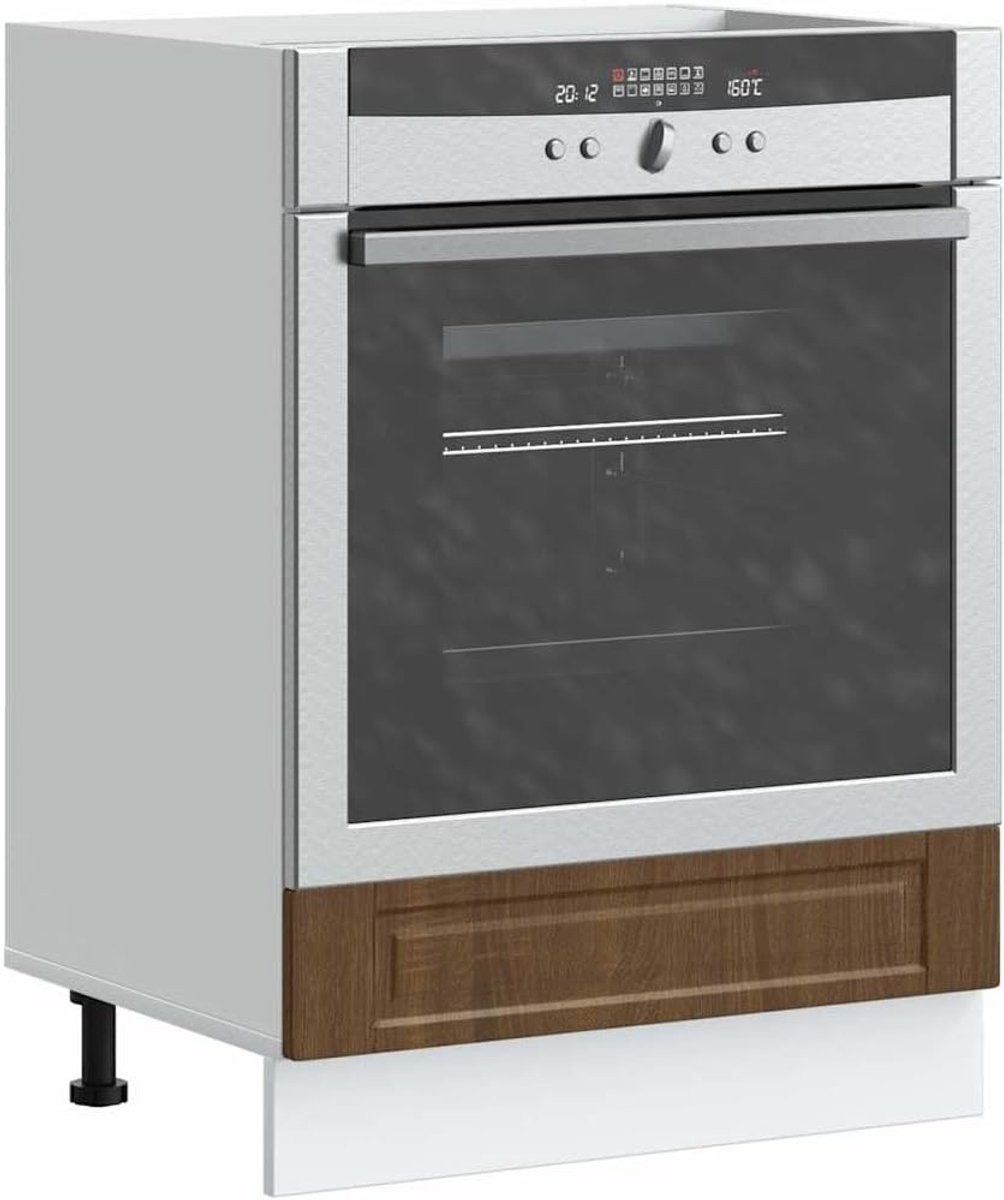 Fornuis ombouwkast - Keukenmeubel Ovenkast - Keuken organiseren - Verstelbare poten - 60 x 46 x 81.5 cm - Bruin eikenlook