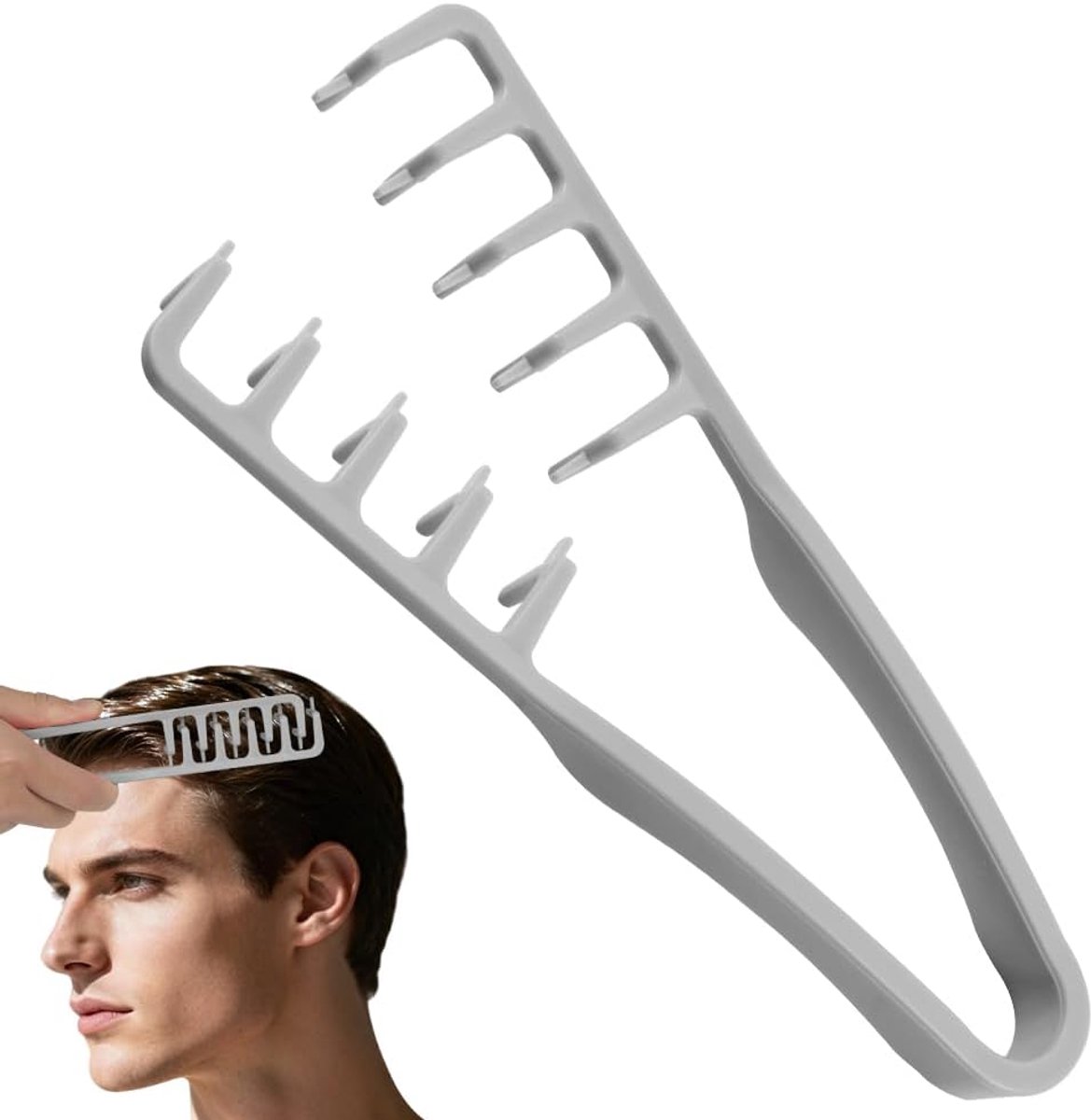 Textuurkam Heren - Volume Tool - Haar Stylen - Brede Tanden Ontwerp - 20.6 x 11.7 cm - Grijs