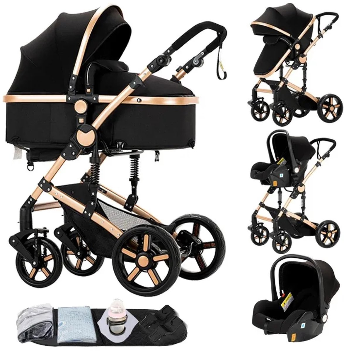 Sanagashop Luxe 3-in-1 Kinderwagen met Opbergmand en Autostoel - sanagashop - €189,95