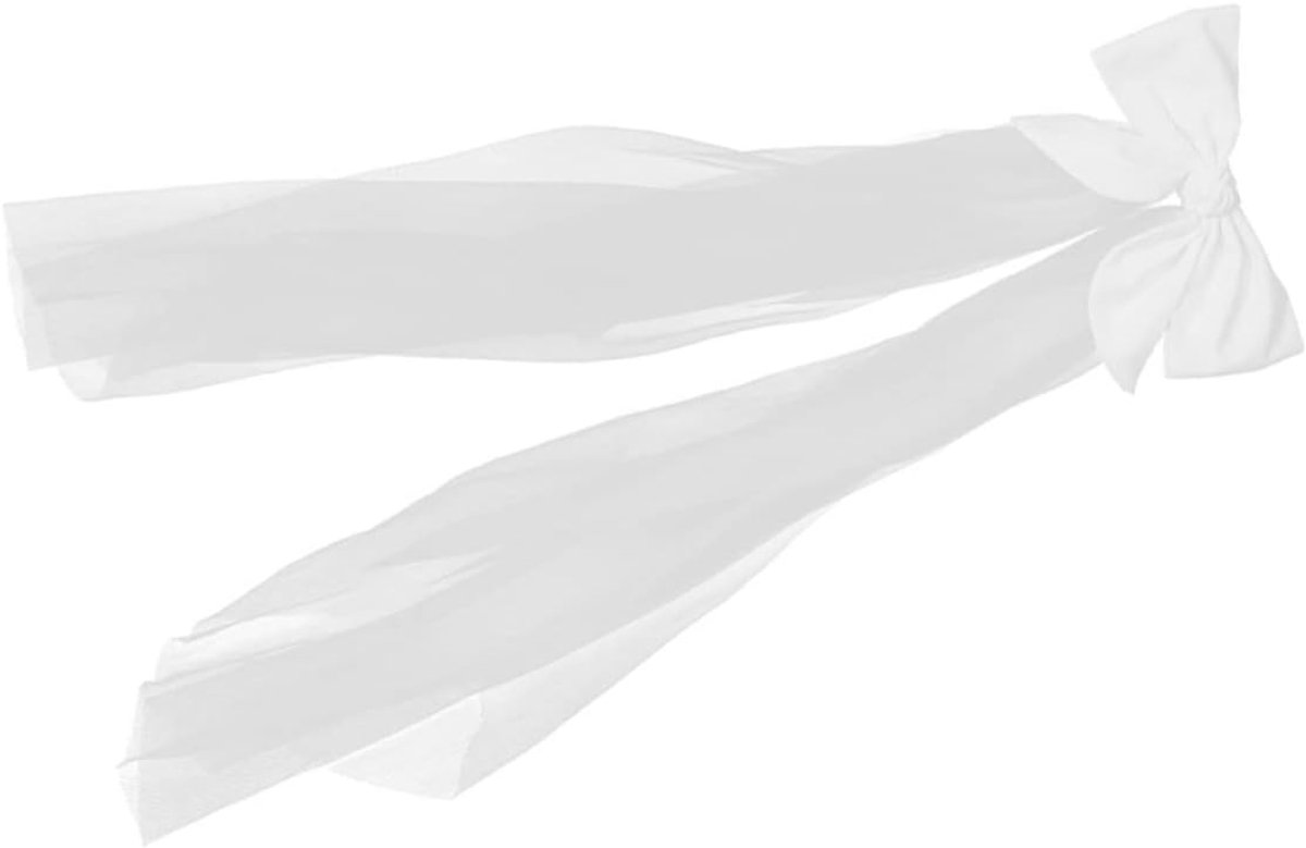 Bruiloft Haaraccessoire - Bruidssluier Stuk - Bruidsfotografie - Met Strik - 75x24cm - Wit