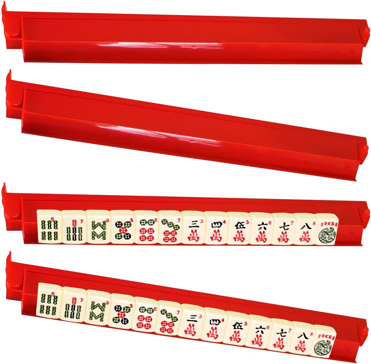 Mahjong Rekken - Tegel Standaarden - Spel Organiseren - Met Duwers - 473x8cm - Rood