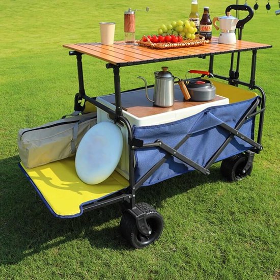 Opvouwbare Bolderkar - Stevige Transportkar - Kamperen Strand Boodschappen - Met Achterklep Terreinwiel - 48x117x96 cm - Grijs van Opvouwbare Bolderkar — afbeelding 2