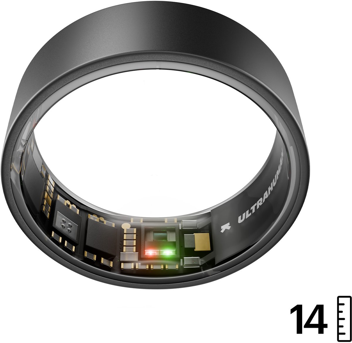 Ultrahuman AIR Smart Ring, Matte Grey - Grootte 14