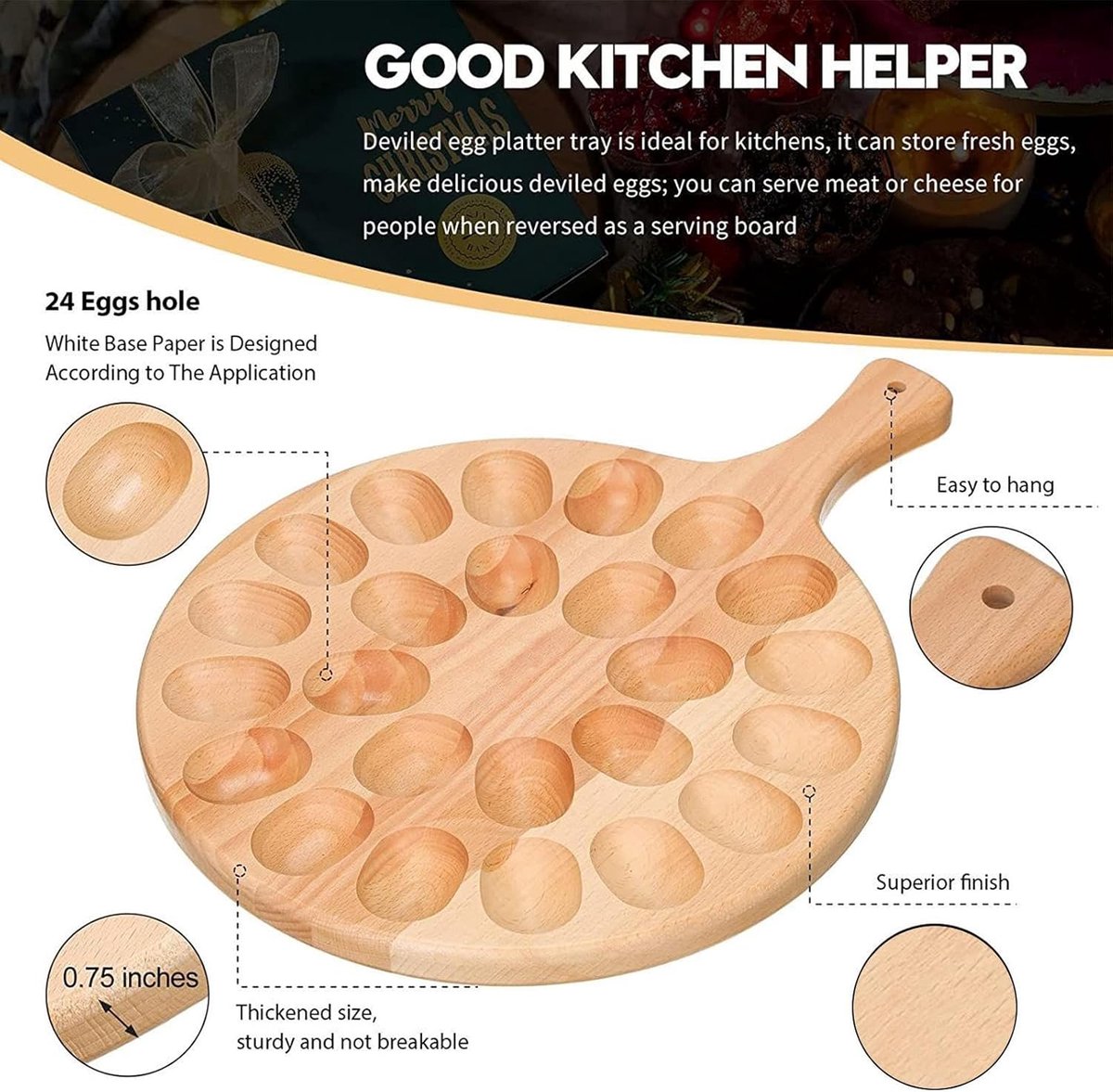 Houten Eierhouder - Creatief Eierbord - Eieren Serveren - 24 Gaten Omkeerbaar - 41 x 35 cm - Houtkleur — cadeau in Cadeau-ideeën - foto 6