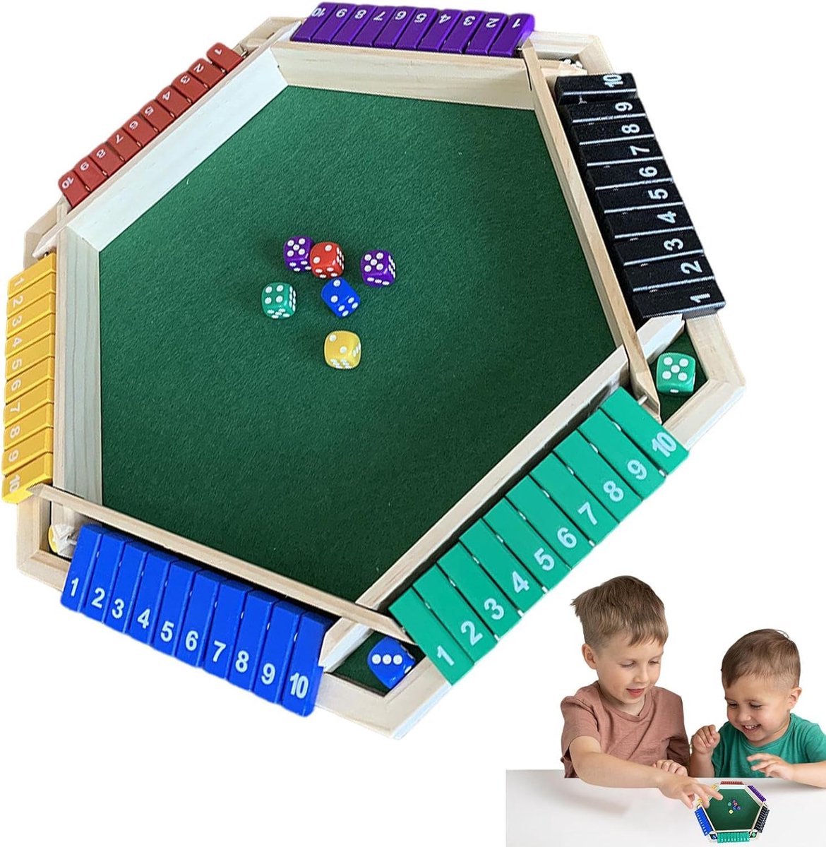 Dobbelstenen rollade - Dobbelspel doos - Familiespellen spelen - Waterdicht reisvriendelijk - 38x33cm - Zes kleuren