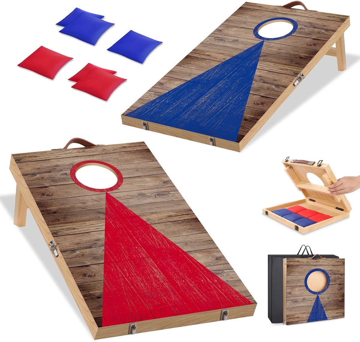 Cornhole Spelset - Gooi Spel - Buitenfeestjes - Inclusief 8 Beanbags - 60 x 40 cm - Houtkleur