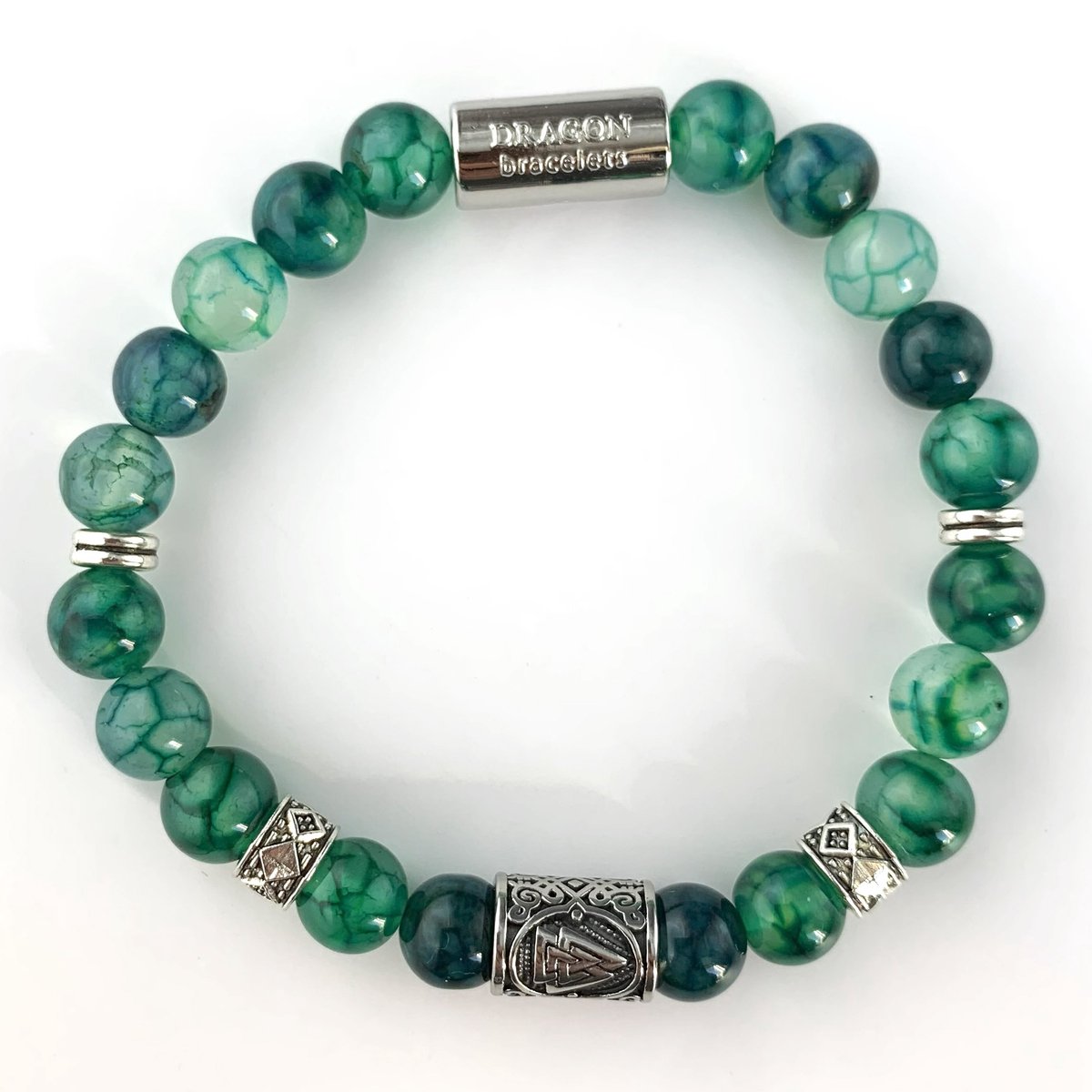 Dragon Bracelets® Heren Armband - Viking Frost Geaderde Agaat – natuursteen armband - groen