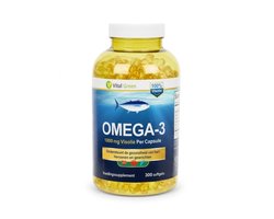 Vital Green - Omega 3 1000 mg Visolie Softgels – 300 Capsules – Rijk aan EPA & DHA – Ondersteunt Hart en Hersenen – Hooggedoseerde Omega-3