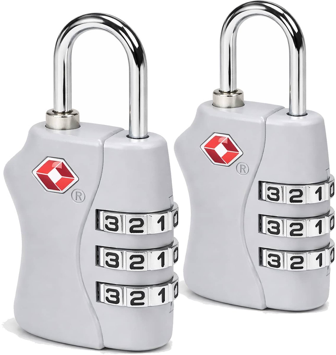 2x TSA Cijferslot – Bagage Slot met Code – Kofferslot – grijs/grijs