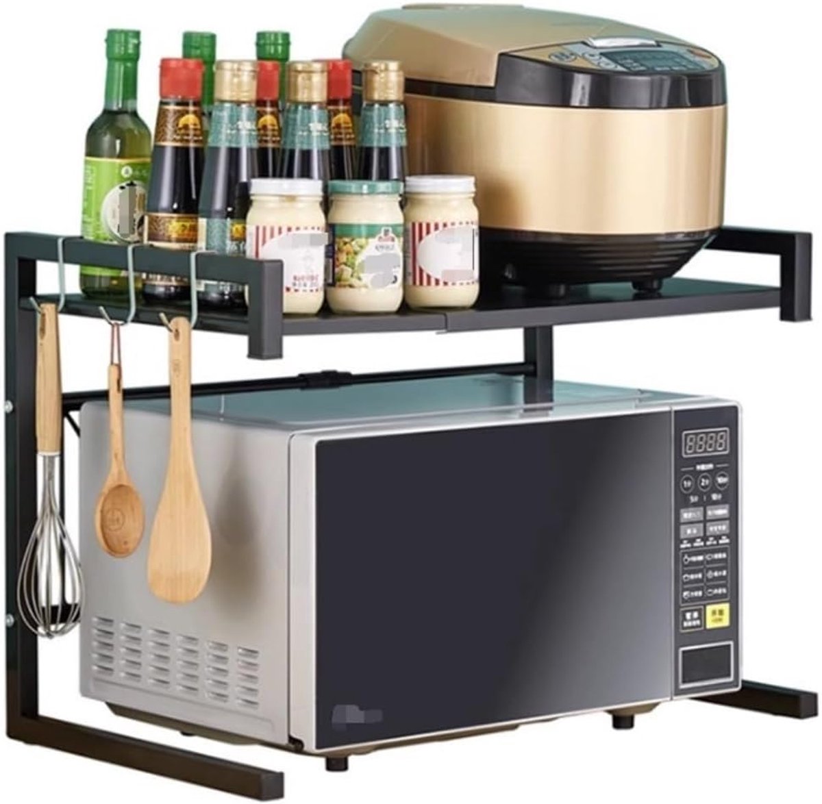 Magnetron Rek - Keuken Organizer - Ruimte Besparen - Verstelbare Lengte - 60x36x42cm - Zwart