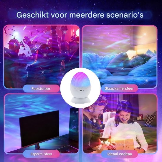 Nachtlamp Projector - Sterrenlamp Kinderkamer - Ontspannende Sfeer - Dinosaurus Ei Vorm - 10x13x10 cm — afbeelding 5