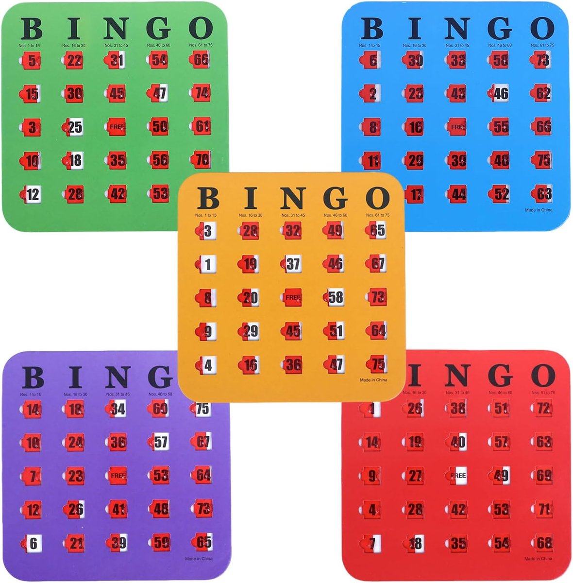 Bingokaarten - Spel kaarten - Feest spel - Schuif mechanisme - 17x17cm