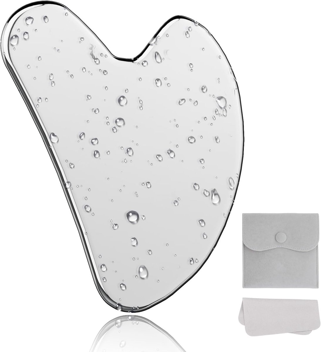 Gezichtsroller - Gua Sha Tool - Gezichtsverzorging - Roestvrij staal - 13x9x1 cm - Zilver
