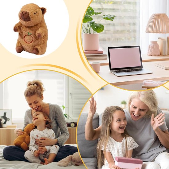 Fluwelen Knuffel - Zacht Speelgoed - Slaap Assistent - Ademende Beweging Simulatie - 20x15x27cm - Bruin van Fluwelen — afbeelding 2