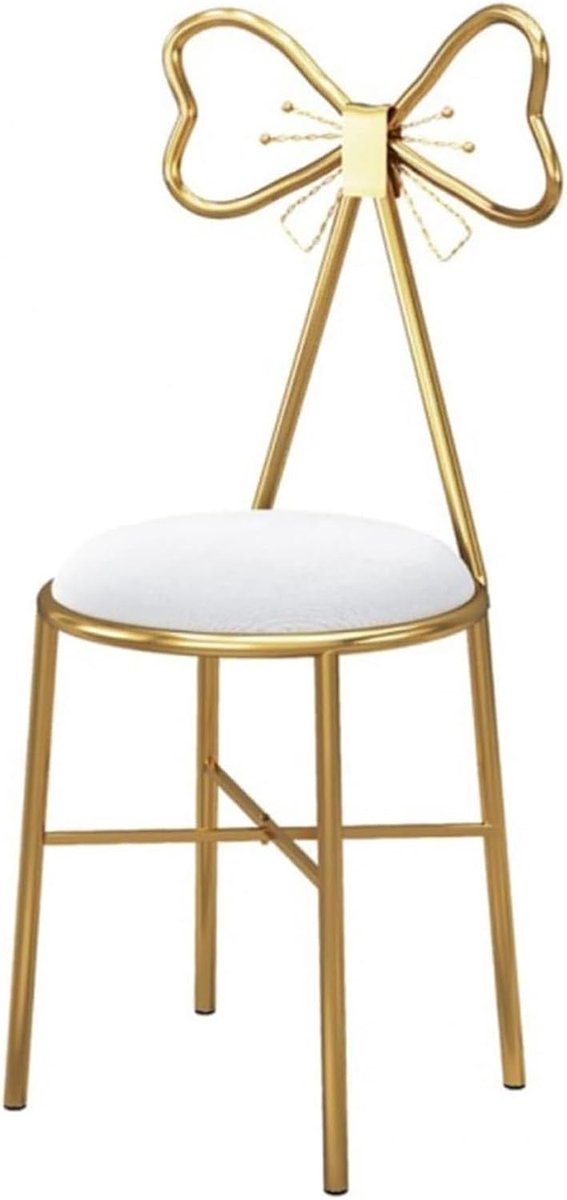 Kaptafel Kruk - Make-up Stoel - Meisjes Slaapkamer - Vlinder Rugleuning - Wit