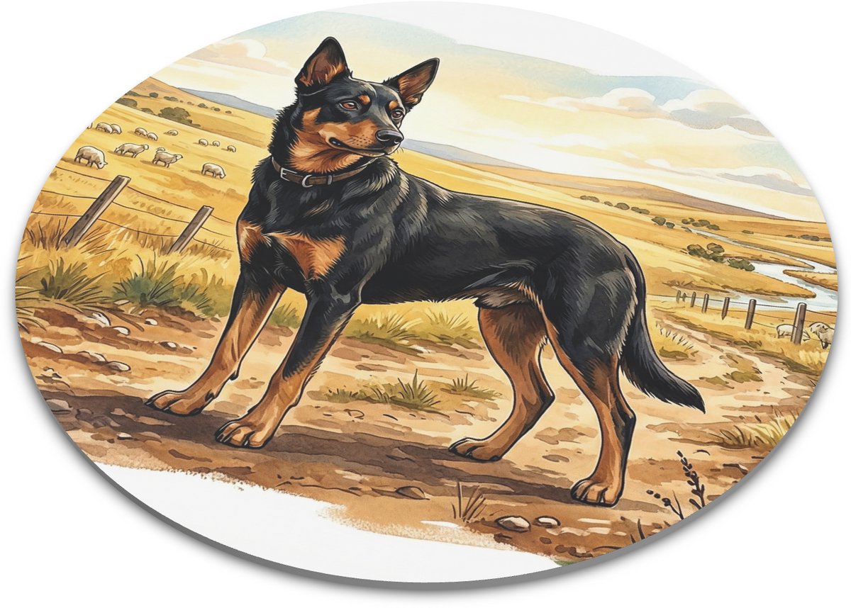 Ronde Muismat - Australian Kelpie - Hondenliefhebber Design - Herdershond in de Natuur - 22 cm