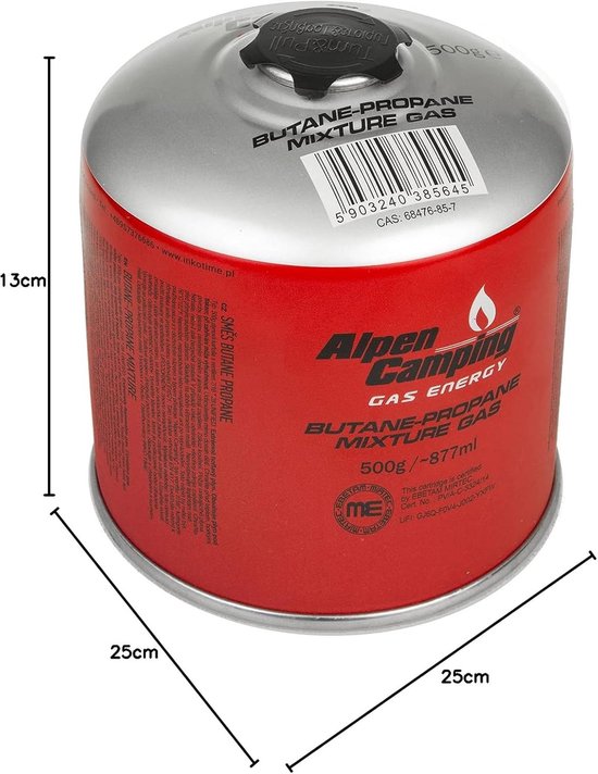 Gas Cartridge Set - Brandstof Bussen - Kamperen Koken - Veilige Ontluchting - 4 x 880 ml - Rood — afbeelding 2