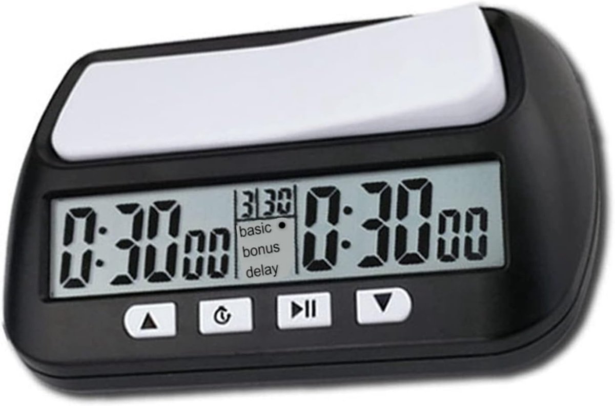 Digitale Schaakklok - Spel Timer - Schaak Wedstrijden - Hoorbaar Alarm - 14x9x5 cm - Zwart