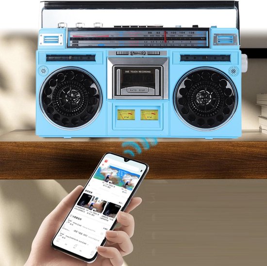 Draagbare Cassette Speler - Boombox Radio Recorder - Muziek Luisteren Opnemen - Brede Radio Banden - 20 Watt Vermogen — afbeelding 5