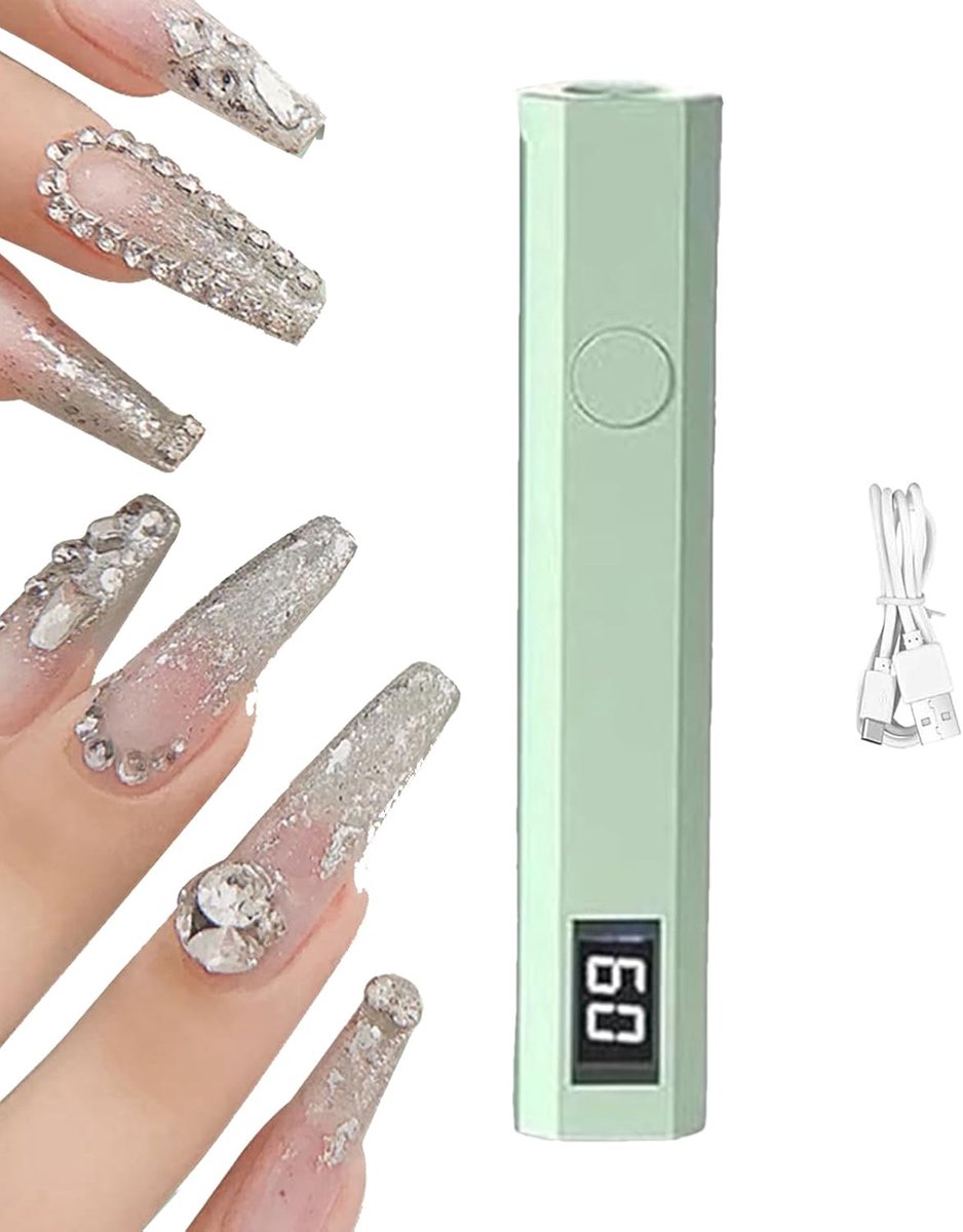 Gelnagellamp - Nageldroger UV - Gellak Uitharden - Draagbaar LED Display - 3.7 x 7.3 cm - Groen