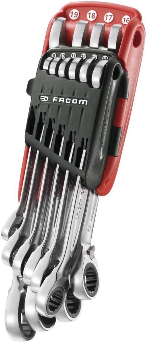 Duo ratelset - Combinatiesleutels - Vastzetten Moeren - Dubbele functie - 10-delig - Rood