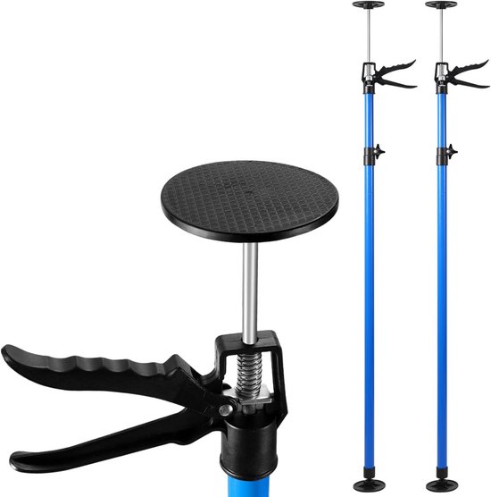 Montagesteunen set telescopisch 115-290 cm blauw, plafondsteunen gipsplaat montage, eenhands bediening, 50 kg draagkracht