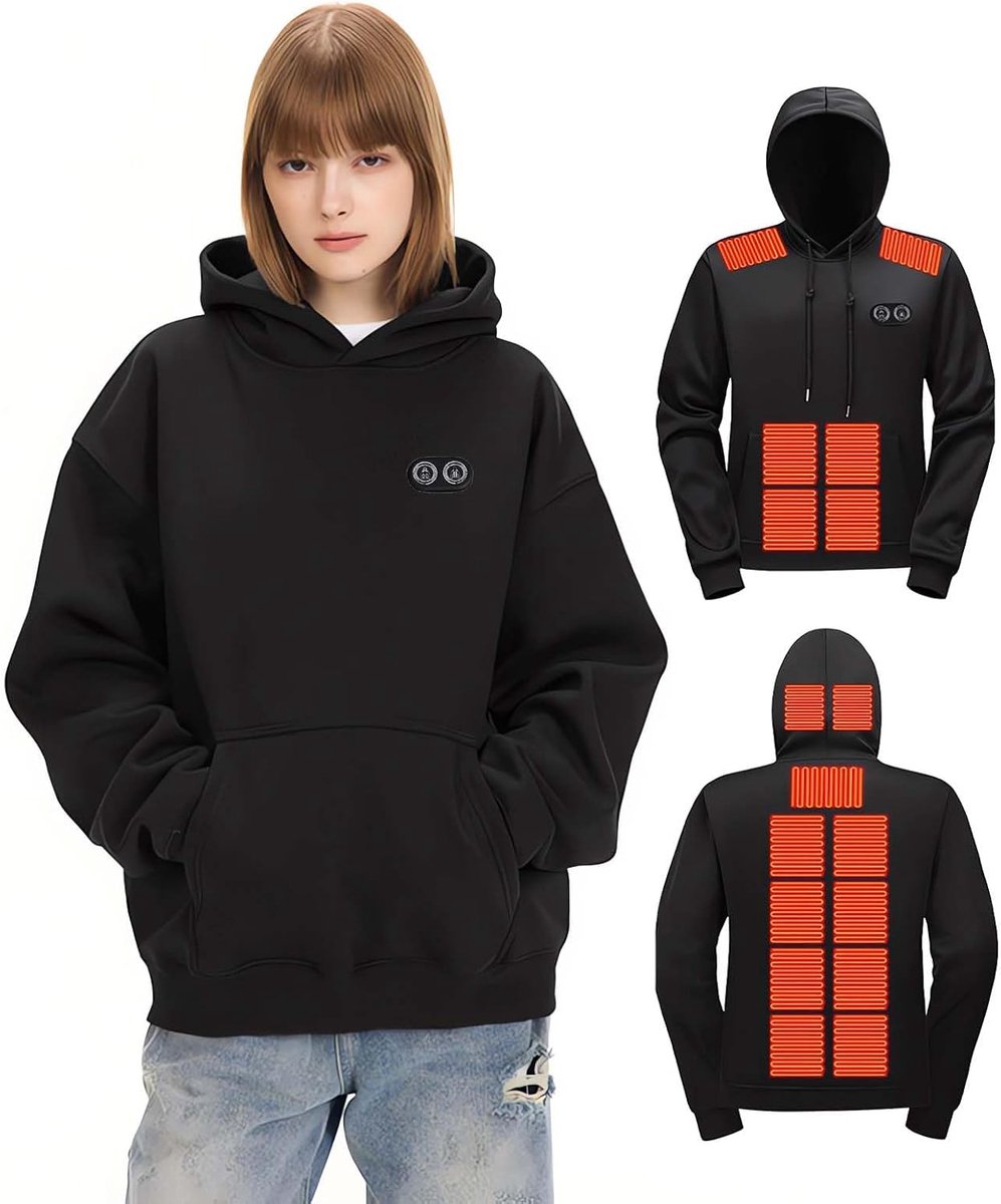 Verwarmd Vest Dames - Elektrische Hoodie - Buiten Activiteiten - 17 Verwarmingszones - 3 Temperatuurstanden - Zwart