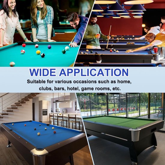 Biljarttafel Vilt - Pool Tafelkleed - Indoor Sport Spel - Inclusief Accessoires - 2.4 x 1.45 Meter - Zwart — afbeelding 2