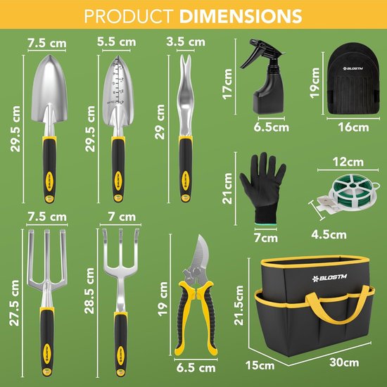 ACEP 11 Delige tuingereedschapset - Tuingereedschap - RVS - Tuingereedschapset - Incl opbergtas - Tuin - Tuinieren van Merkloos	 — afbeelding 4