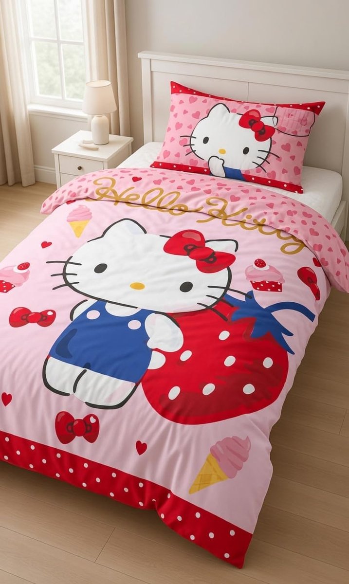 Babybeddengoed Katoen - Dekbed Sets - Rustige Slaap - Omkeerbaar Design - 100x135cm 40x60cm - Roze Aardbeien