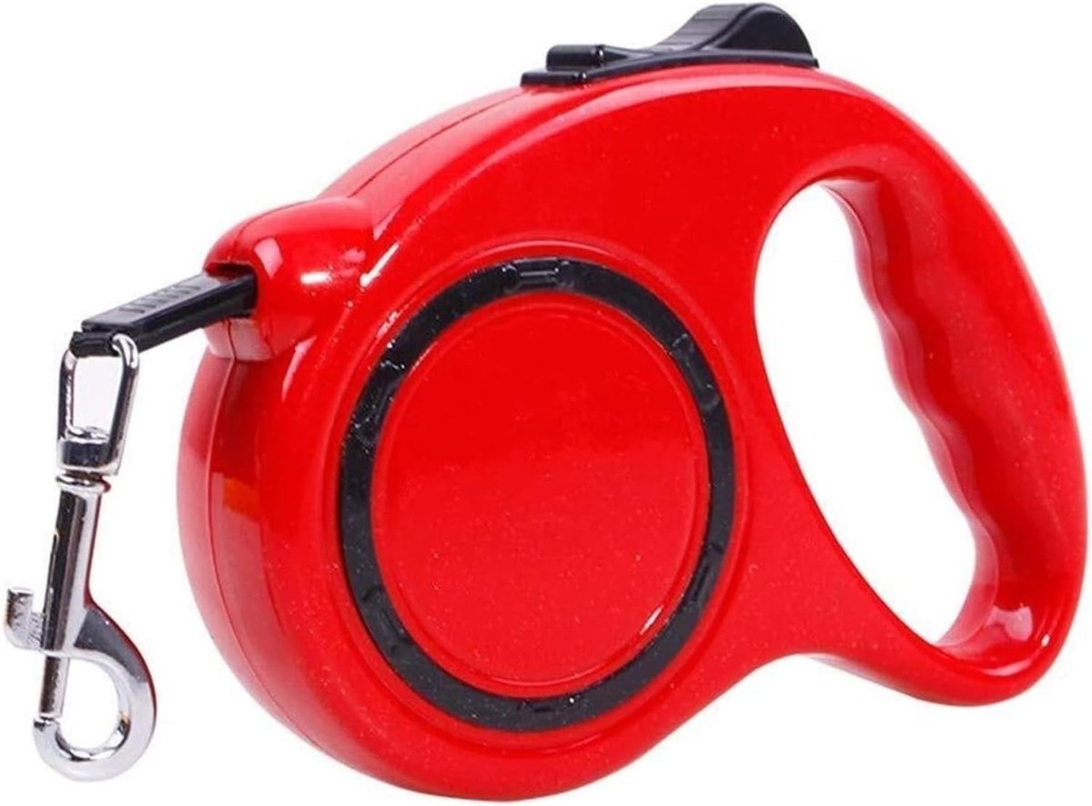 Oprolbare Hondenriem - Uitschuifbare Leash - Hondenwandelingen - Comfortabele Grip - 5 Meter Lengte - Rood