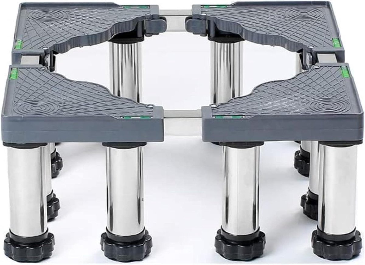 Mobiele Basis - Verstelbaar Onderstel - Apparaten Verplaatsen - Schokabsorberend Rubber - 19-22 Cm - Zilver