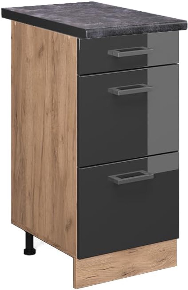 Keukenonderkast met laden - Ladekast Keuken - Keukenopslag - Inclusief Werkblad - 40 cm Br
