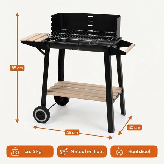 Lomera Verrijdbare Barbecue - Barbecue op Wielen - Houtskoolbarbecue - Barbecue Grill - Barbecue met Zijtafel - Tuinbarbecue - Buiten Barbecue - BBQ van Merkloos — afbeelding 2