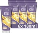 Een verpakking van zes tubes "Andrélon 1 Minuut WOW Masker Perfecte Krul" met oranje en gouden golven en de tekst "6x 180ml".