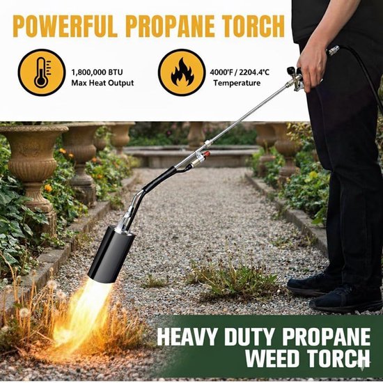 Onkruidbrander - Vlammenwerper Tool - Tuinonderhoud - Turbo Trigger Controle - 45x18x7 cm - Zilver Zwart van Merkloos	 — afbeelding 2
