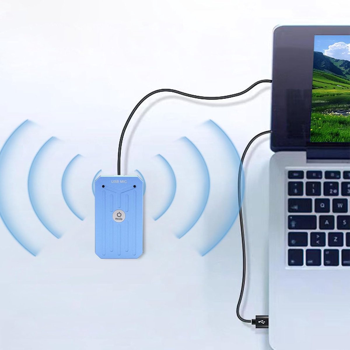 USB Microfoon - Opname Microfoon - Audio Opnemen - AI Ruisreductie - Compact Ontwerp - Blauw