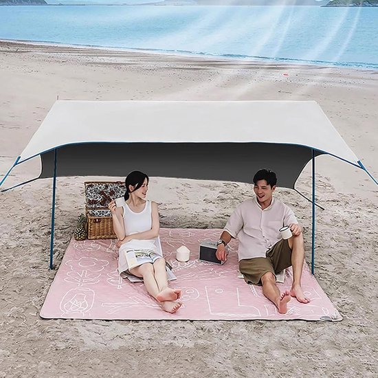 Strandtent Zonnescherm - Schaduwtent Buiten - Bescherming Tegen Zon - 210 Oxford Stof - 280x220x150cm — afbeelding 3