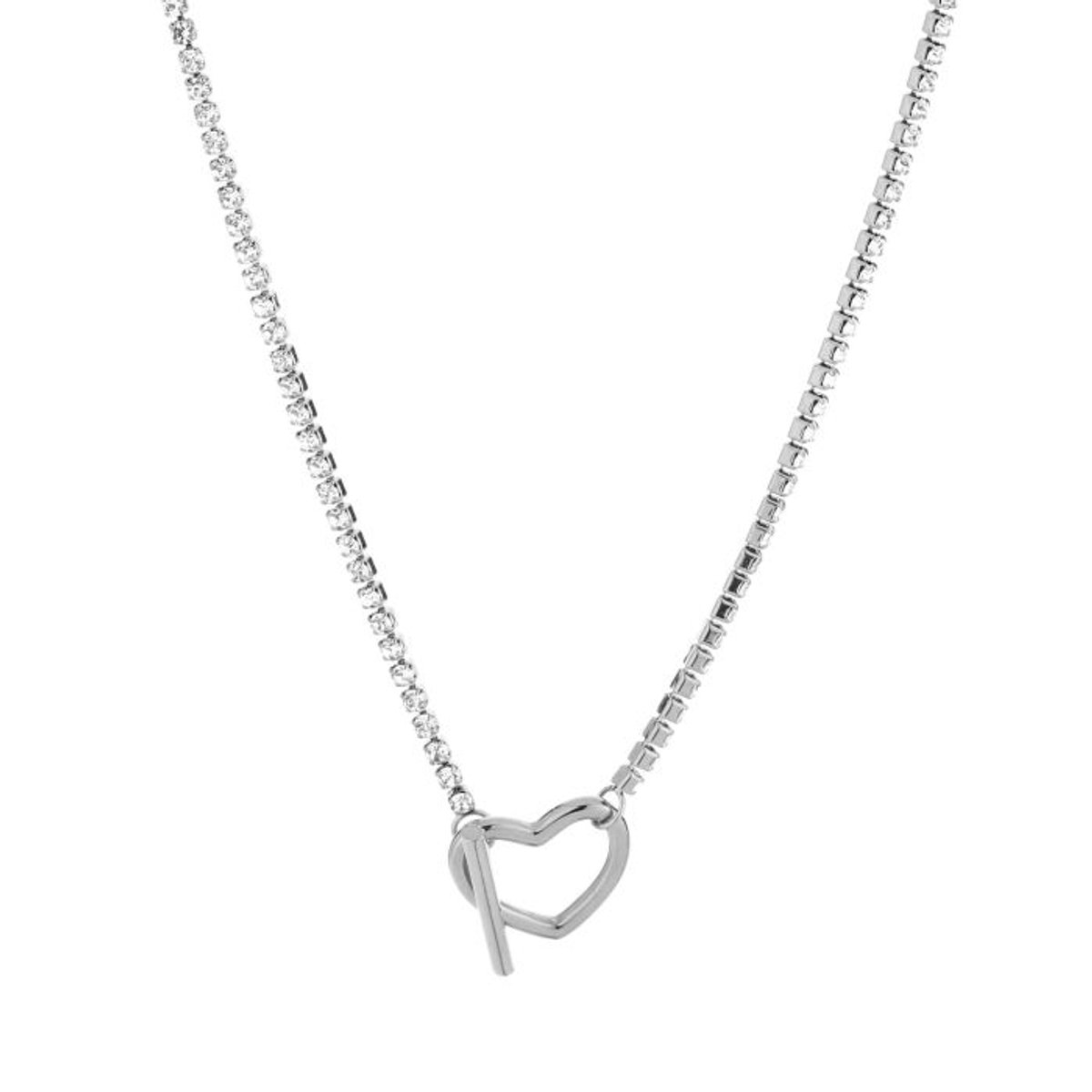 Ketting tennis chain hart love- Zilver