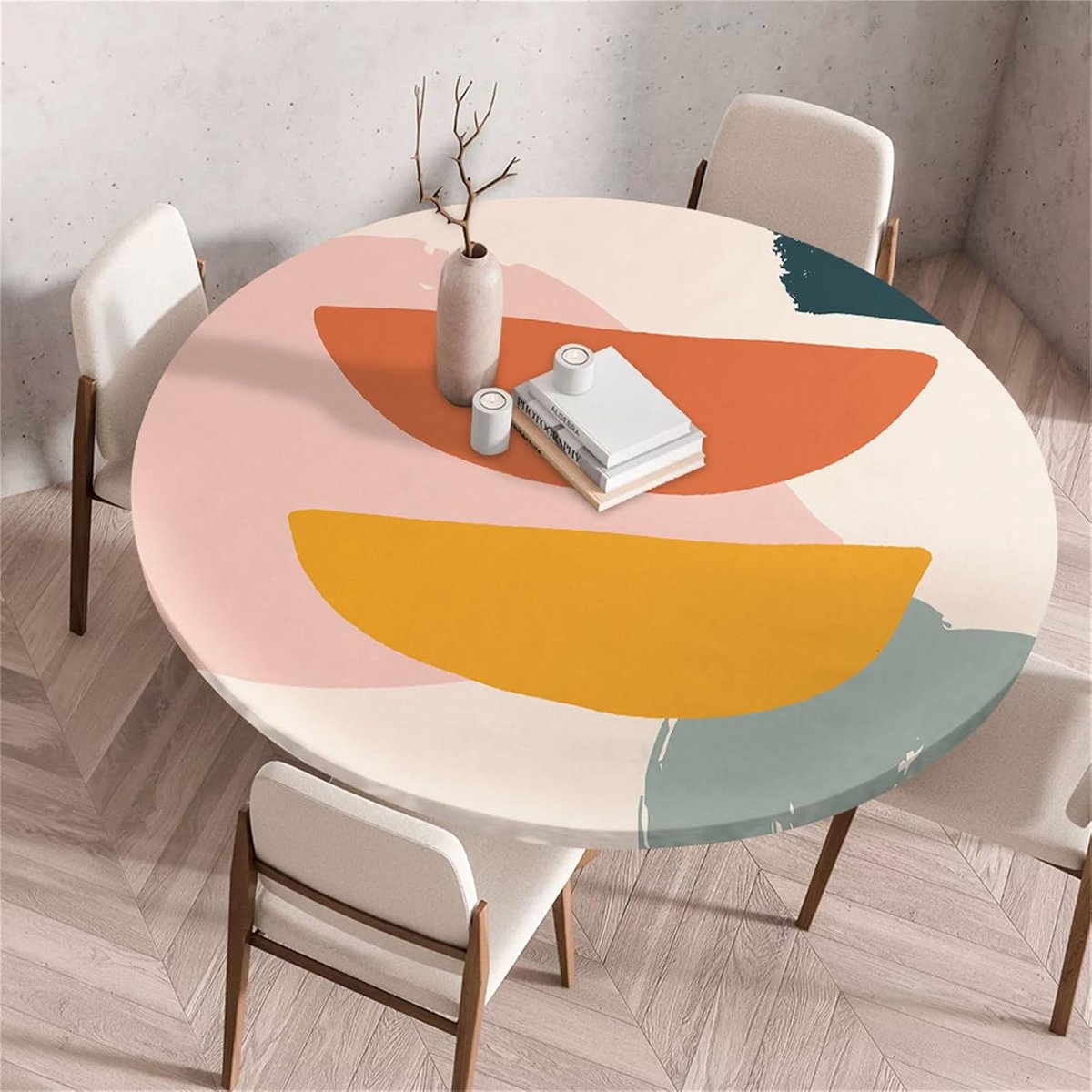 Rond Tafelkleed - Afveegbare Beschermer - Eetkamer Decoratie - Elastische Rand - 130 cm - Beige