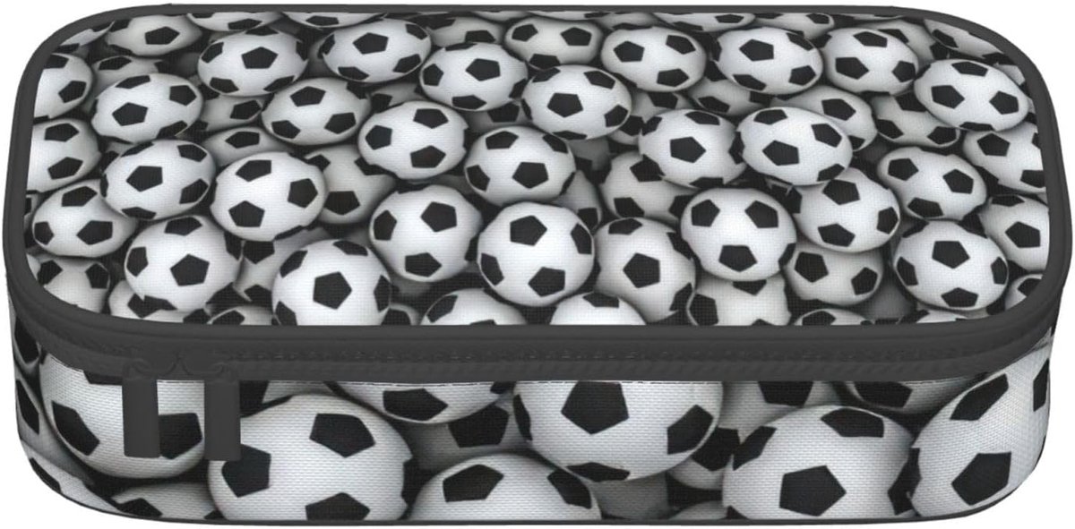 Voetballen Etui - Pennendoos Tas - School Kantoor - Grote Capaciteit - 21 x 9.5 x 5 cm - Zwart