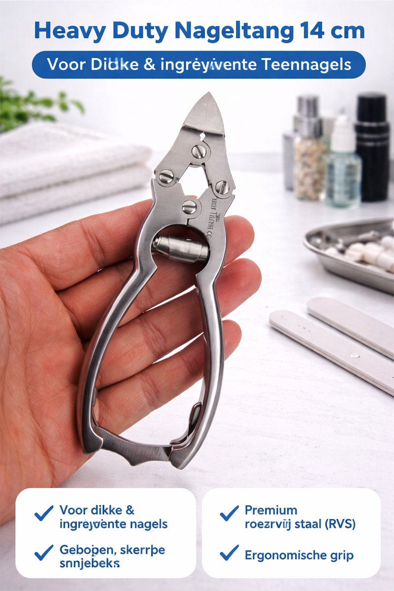 Belux Surgical Instruments/Heavy Duty Nageltang 14 cm – Gebogen – Voor Dikke & Ingegroeide Teennagels – RVS – Podologie Manicure Pedicure – Niet Steriel