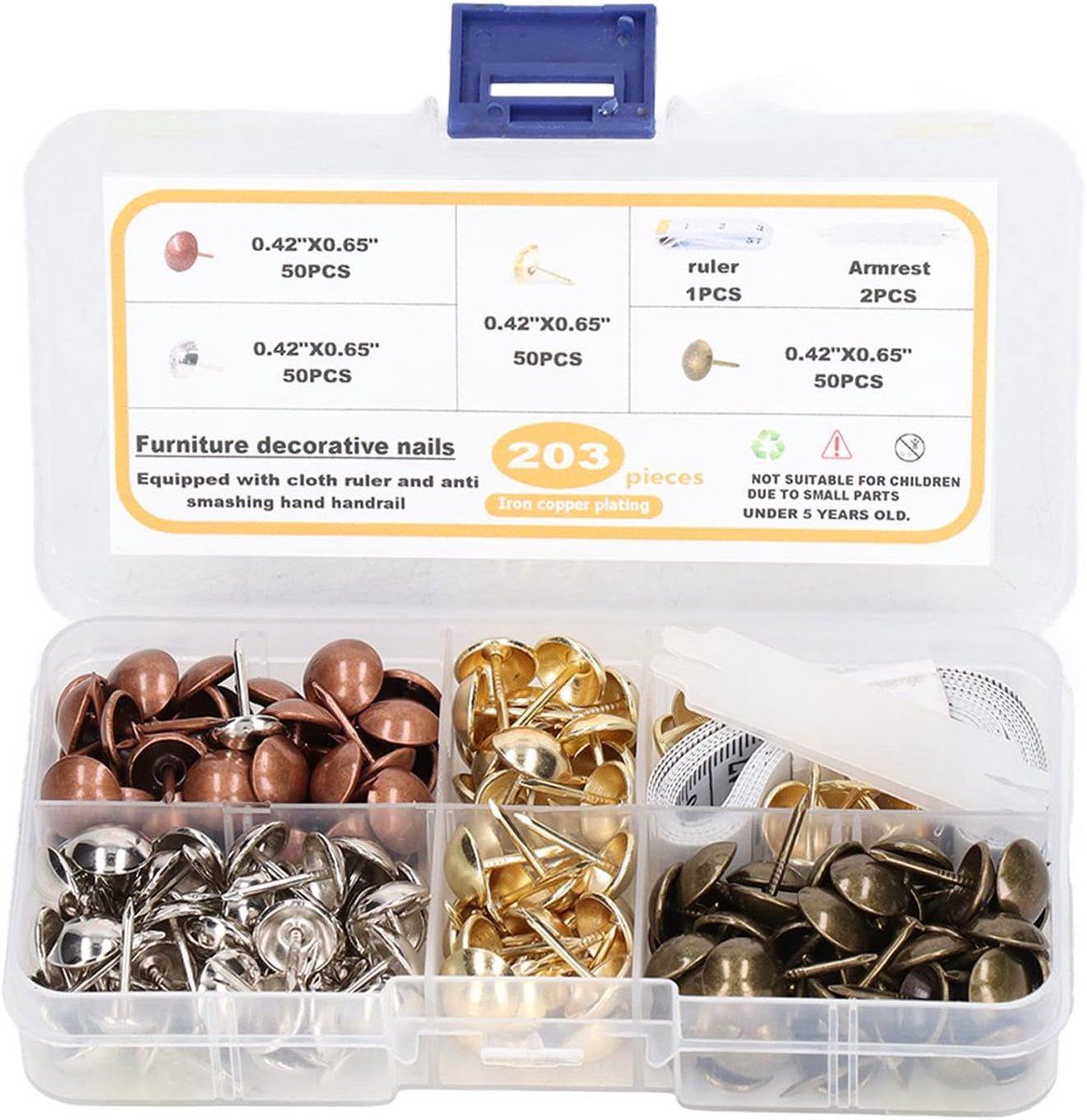 Decoratieve Nagelset - Meubelkopspijkers Bekleding - Meubels Stofferen - Koolstofstaal Constructie - 11 x 16 mm - Brons Koper Goud